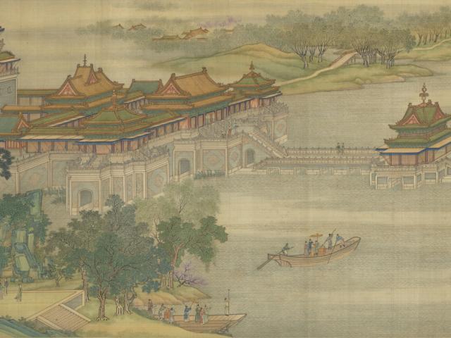 The "Qing Court Version" of "Along the River During the Qingming Festival" Panel 1